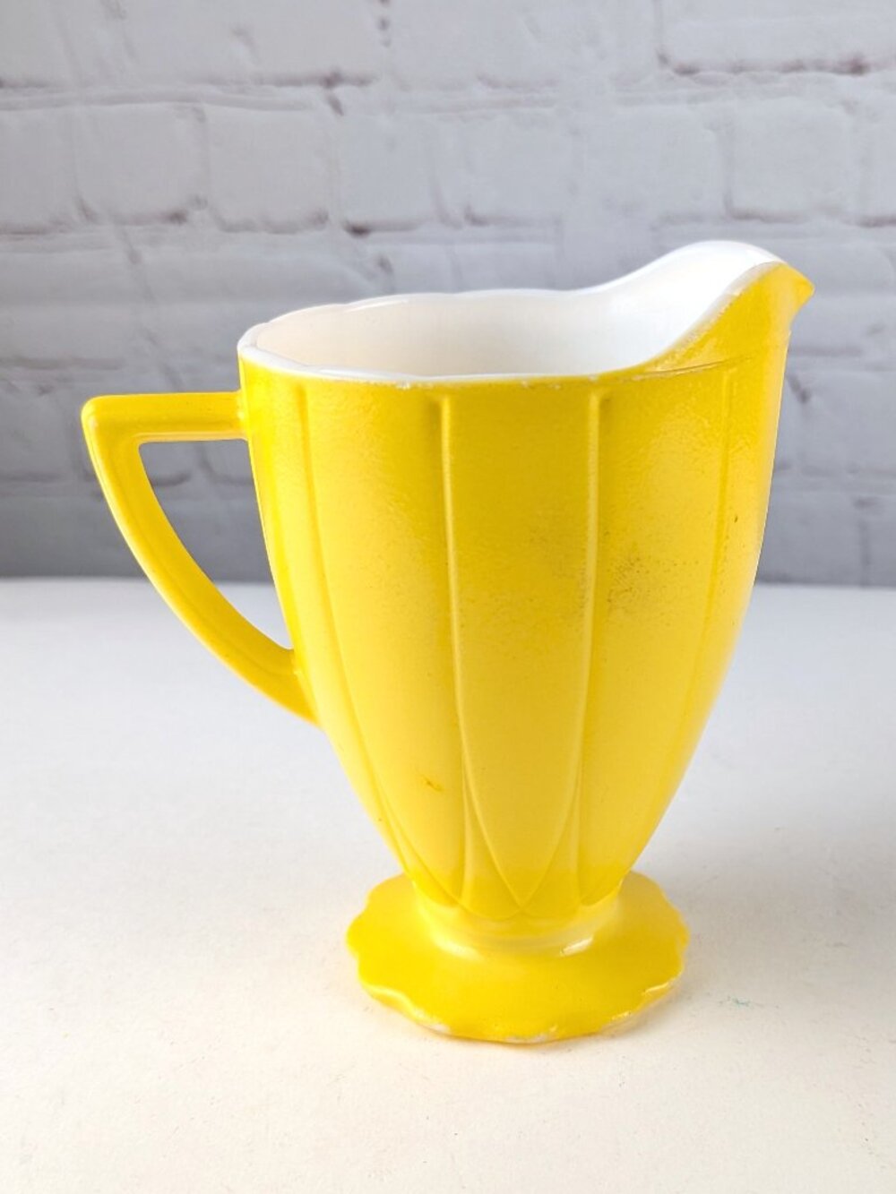 Vintage 40s/50s Hazel Atlas Creamer Yellow Milk Glass